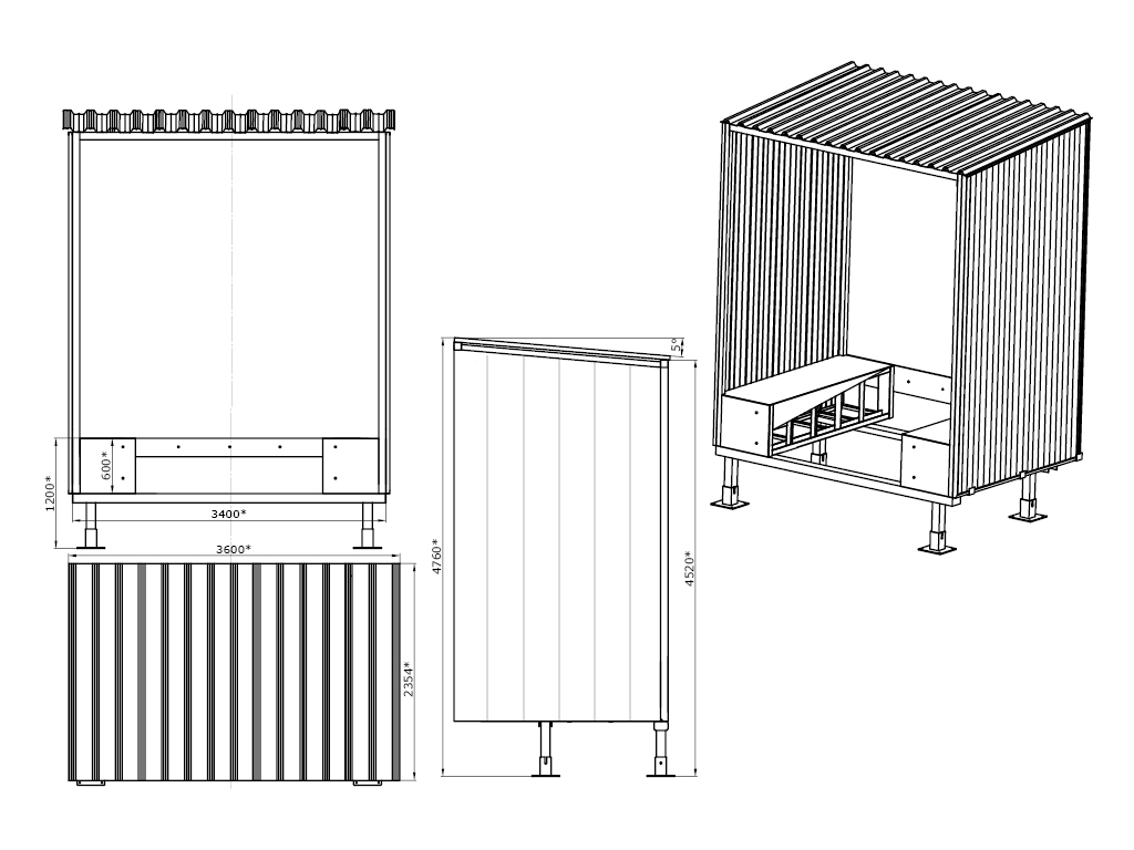 DHOUS 90 series. Standard straight dock house (90°) for an embedded type dock leveler with hinged or telescopic lip.